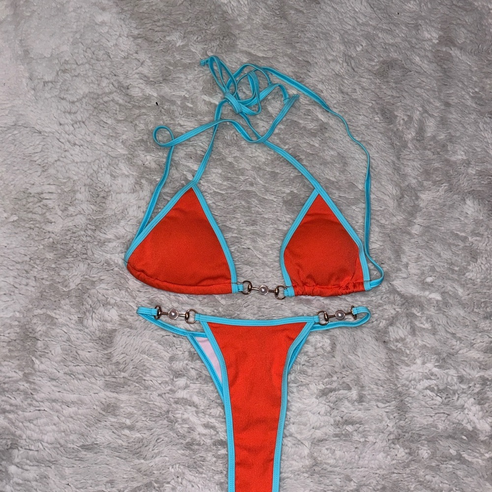 Vibrant Orange and Blue Bikini Set